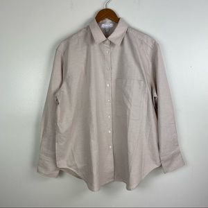 Ayr S The Deep End Button Up Shirt Top Oversized Tan Brown Pocket